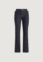 Ambre - Denim Lace Up Flared Jeans - Indigo