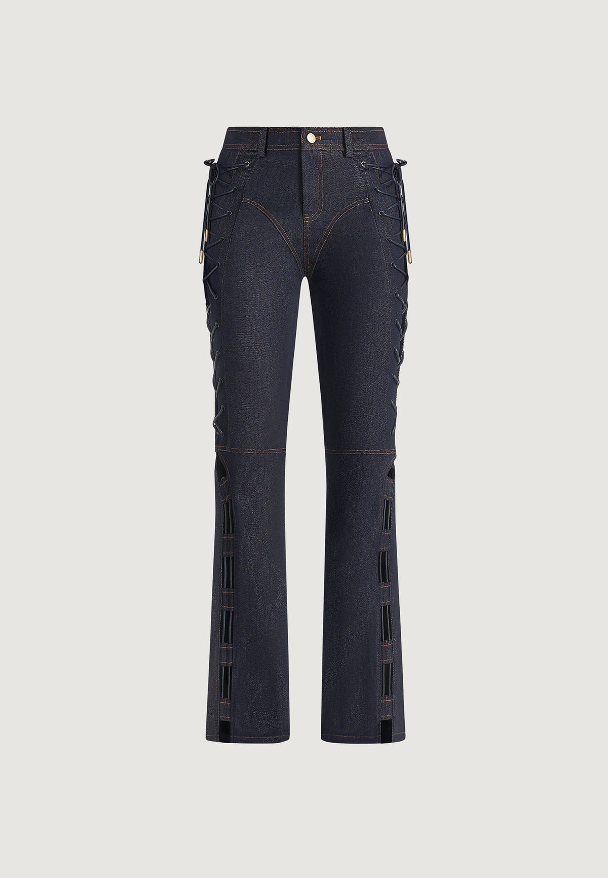 Ambre - Denim Lace Up Flared Jeans - Indigo