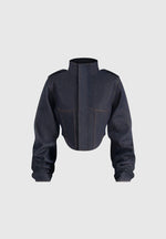 Solange - Denim Tacked Sleeve Corset Jacket - Indigo
