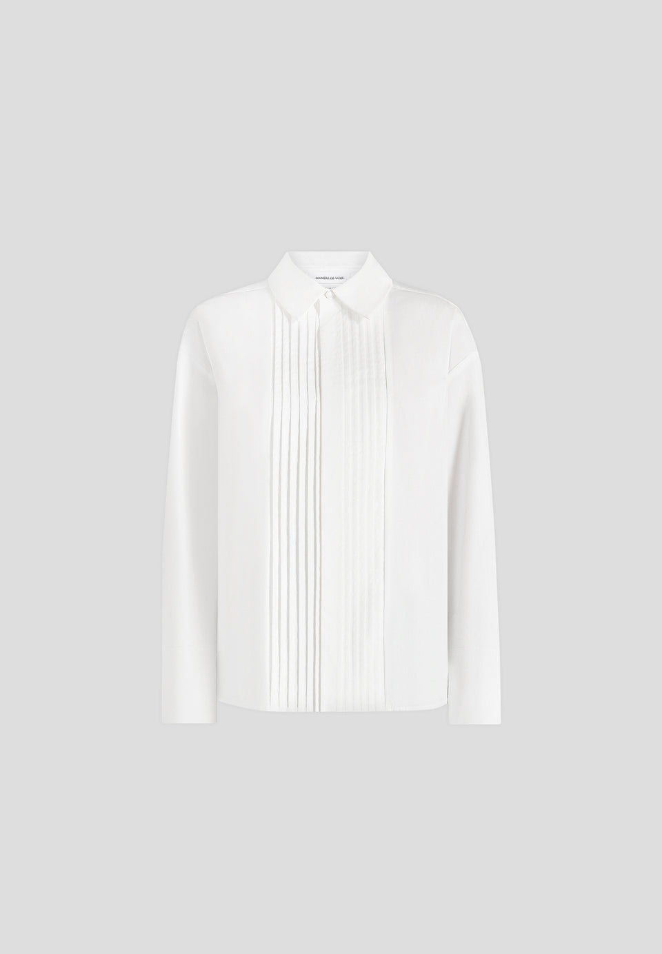 Hope - Pleated Tuxedo Cotton Shirt with Cinch Back - White