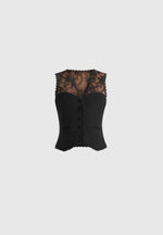 Veronica - Lace Tailored Corset Waistcoat - Black