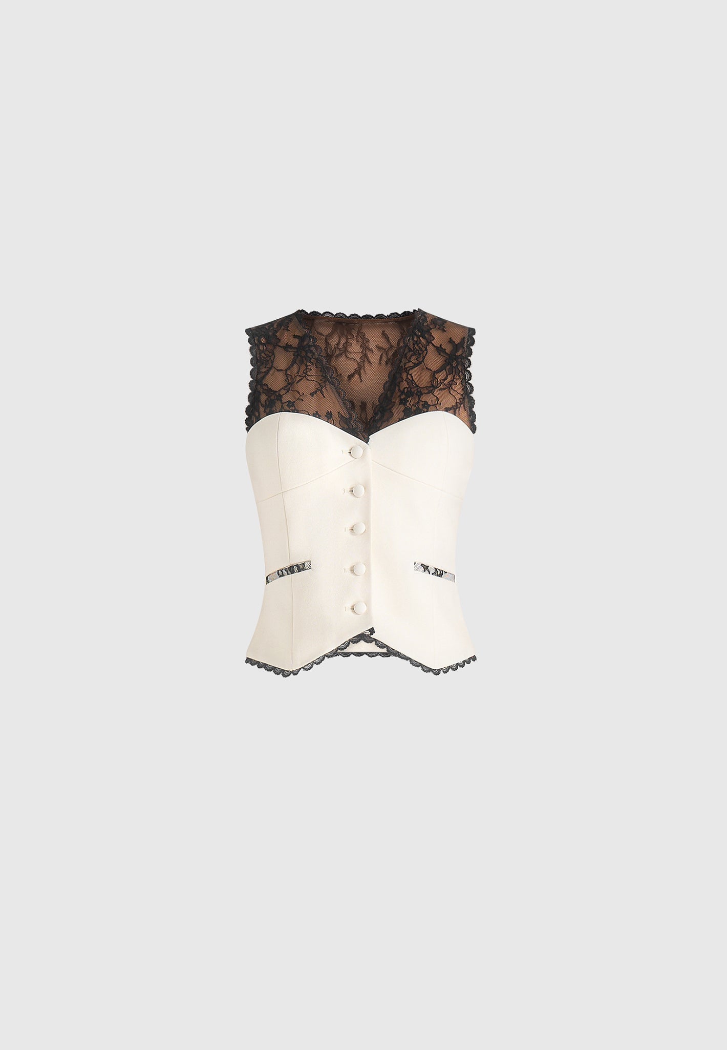 Veronica - Lace Tailored Corset Waistcoat - White