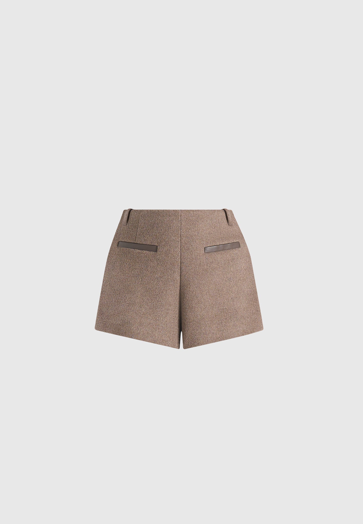 Tanya - High-Waisted Wool Shorts - Taupe