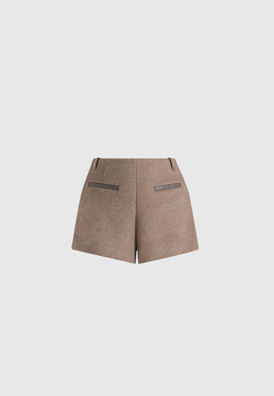 Tanya - High-Waisted Wool Shorts - Taupe