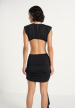 Pia - Draped Hardware Mini Dress - Black