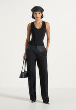 Tess - Corset Seam Tank Top - Black