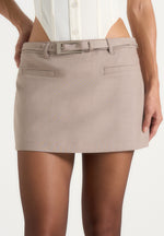 Ariana - Belted Tailored Mini Skort - Taupe