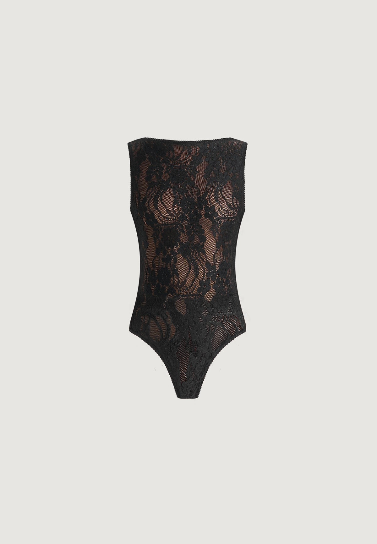 Rhonda - Open-Back Lace Bodysuit - Black