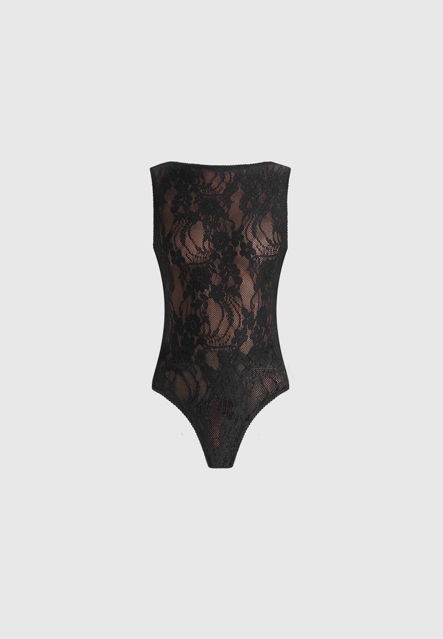 Rhonda - Open-Back Lace Bodysuit - Black