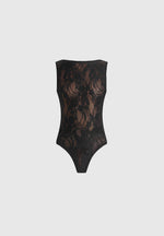 Rhonda - Open-Back Lace Bodysuit - Black