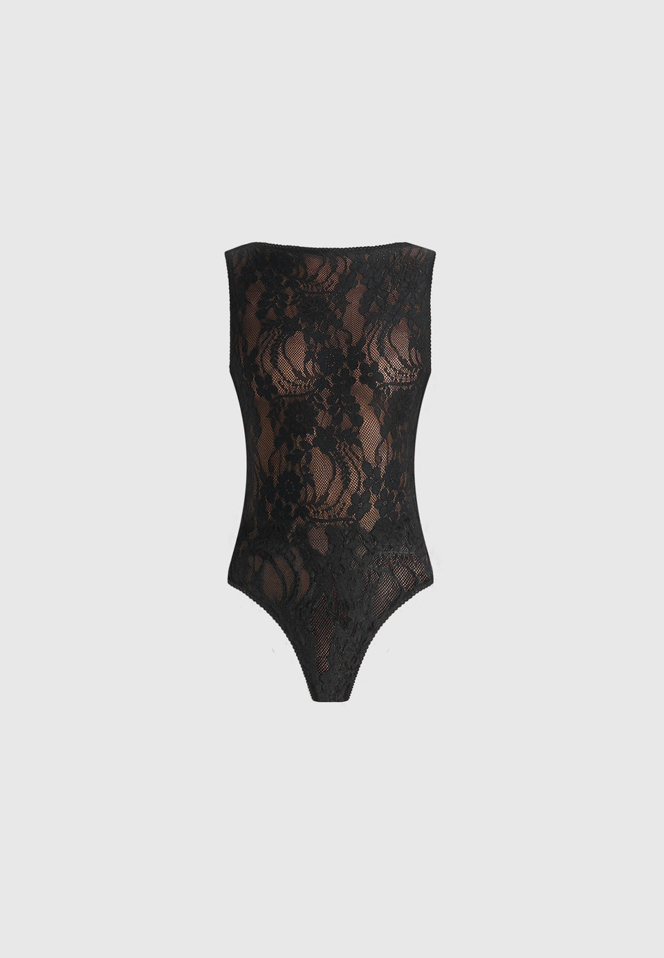 Rhonda - Open-Back Lace Bodysuit - Black