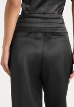 Fallon - Pleated Waistband Straight Leg Trousers - Black