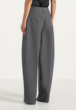 Kylie - Barrel Leg Press Crease Wool-Blend Trousers - Grey