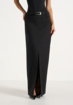 Larissa - Tailored Wool-Blend Maxi Pencil Skirt - Black