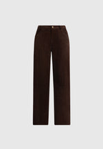 Clover - Mid-Rise  Corduroy Trousers - Brown
