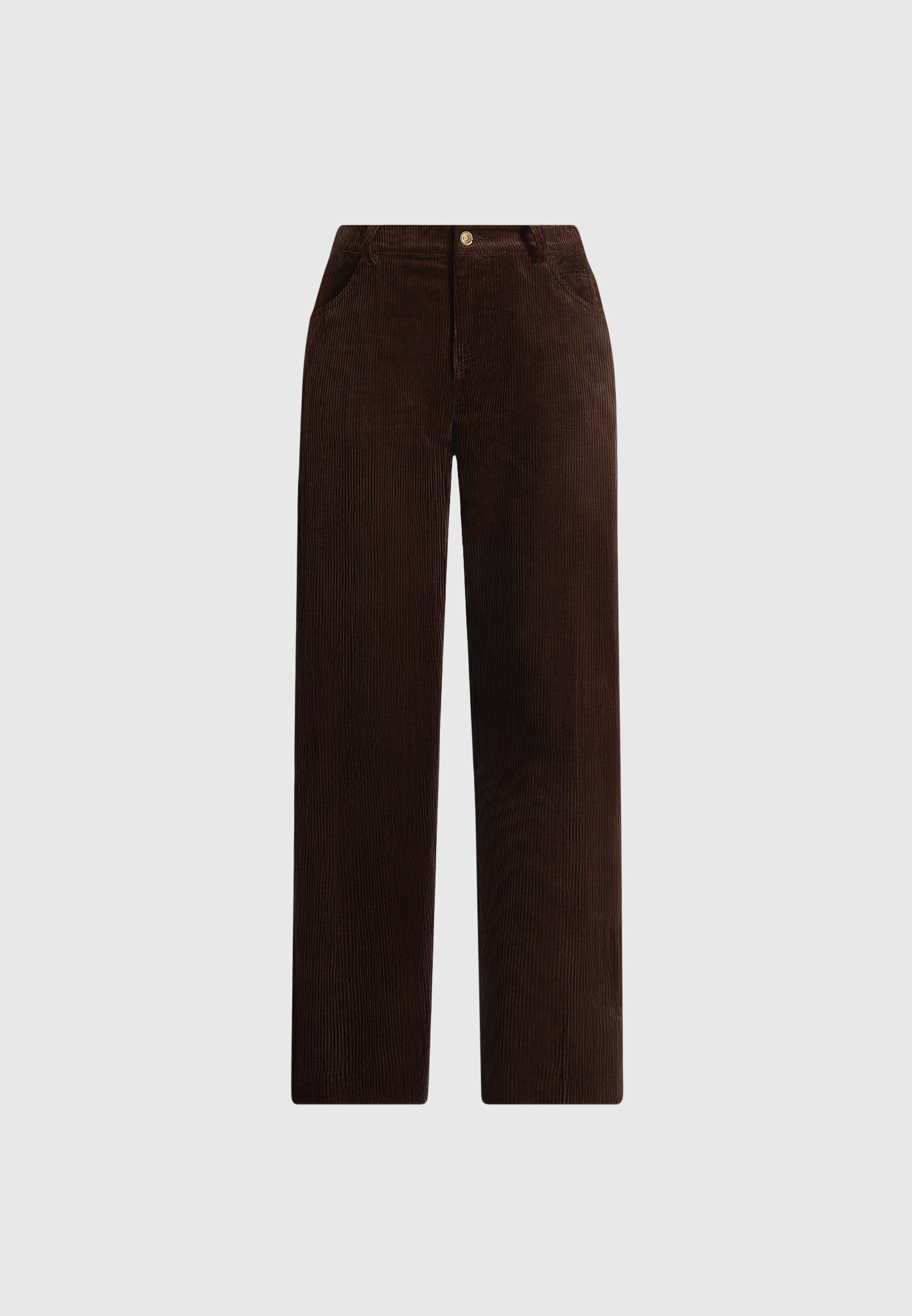 Clover - Mid-Rise  Corduroy Trousers - Brown