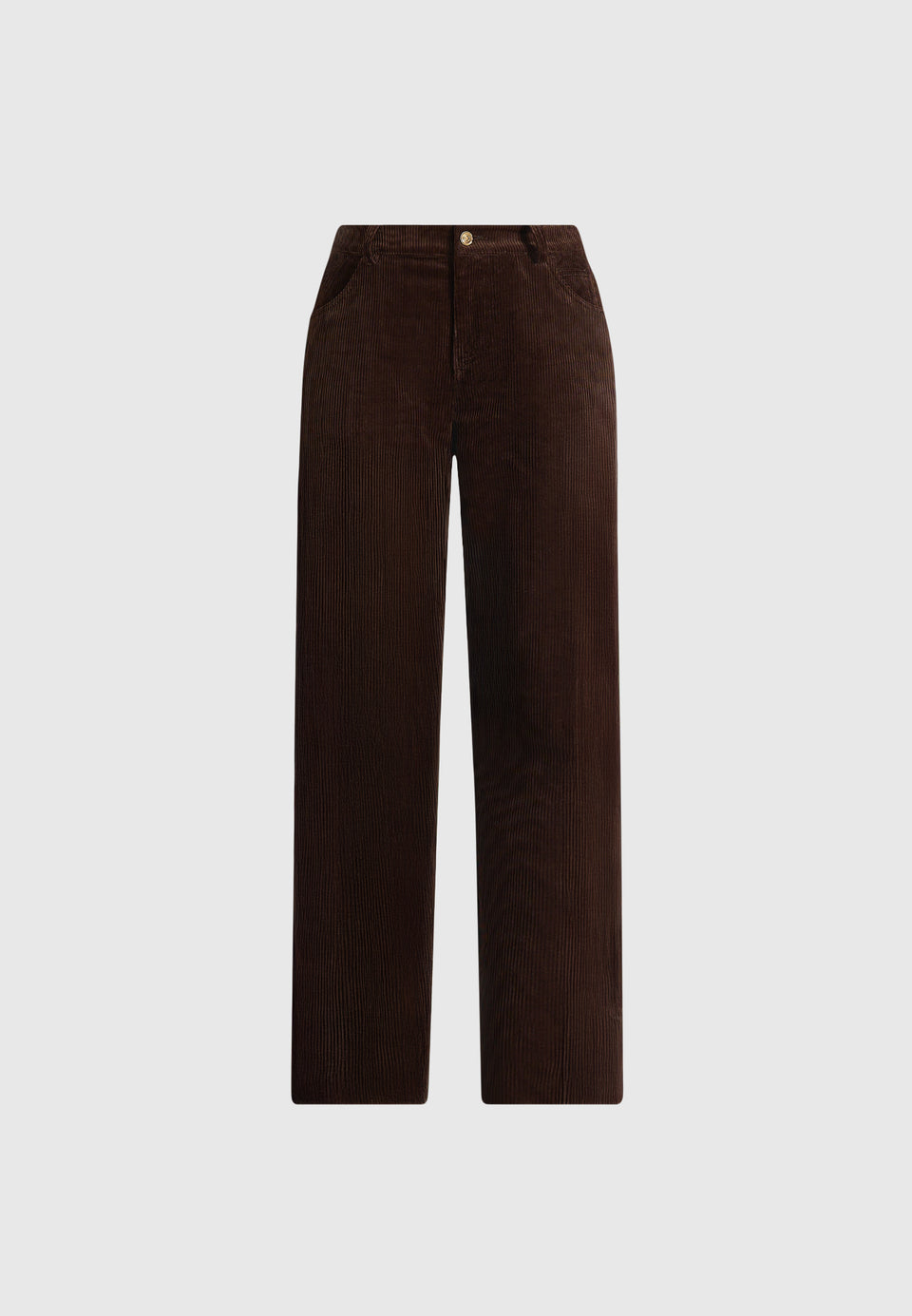 Clover - Mid-Rise  Corduroy Trousers - Brown