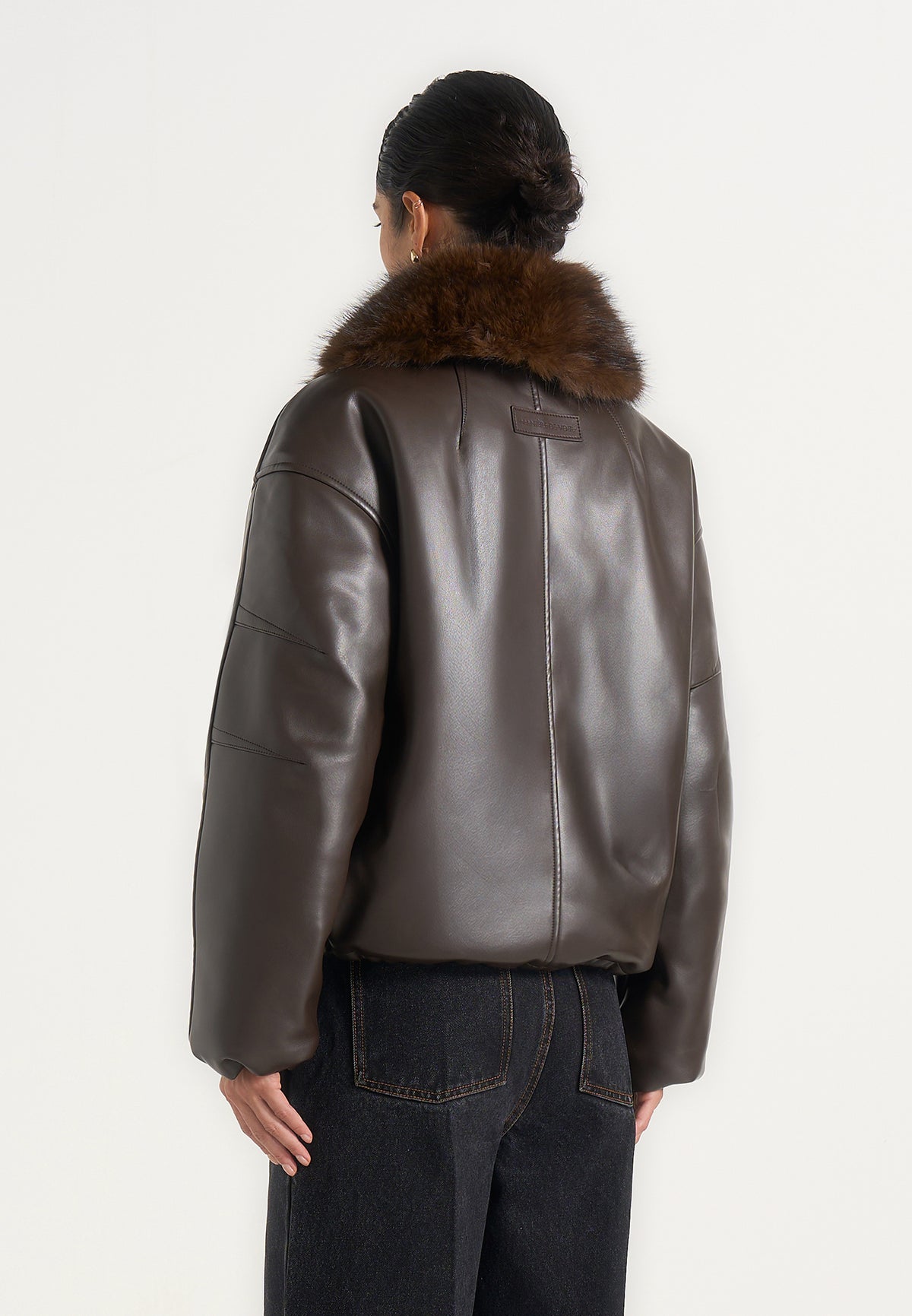Oakley - Fur Collar Leather Bomber Jacket - Brown