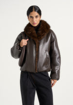 Oakley - Fur Collar Leather Bomber Jacket - Brown