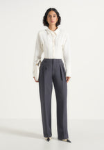Julie - Tailored Twin Pleat Wool-Blend Trousers - Grey