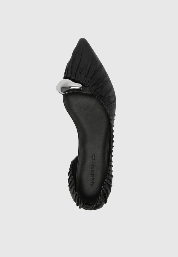 Céleste - Leather Ballet Flats with Hardware - Black