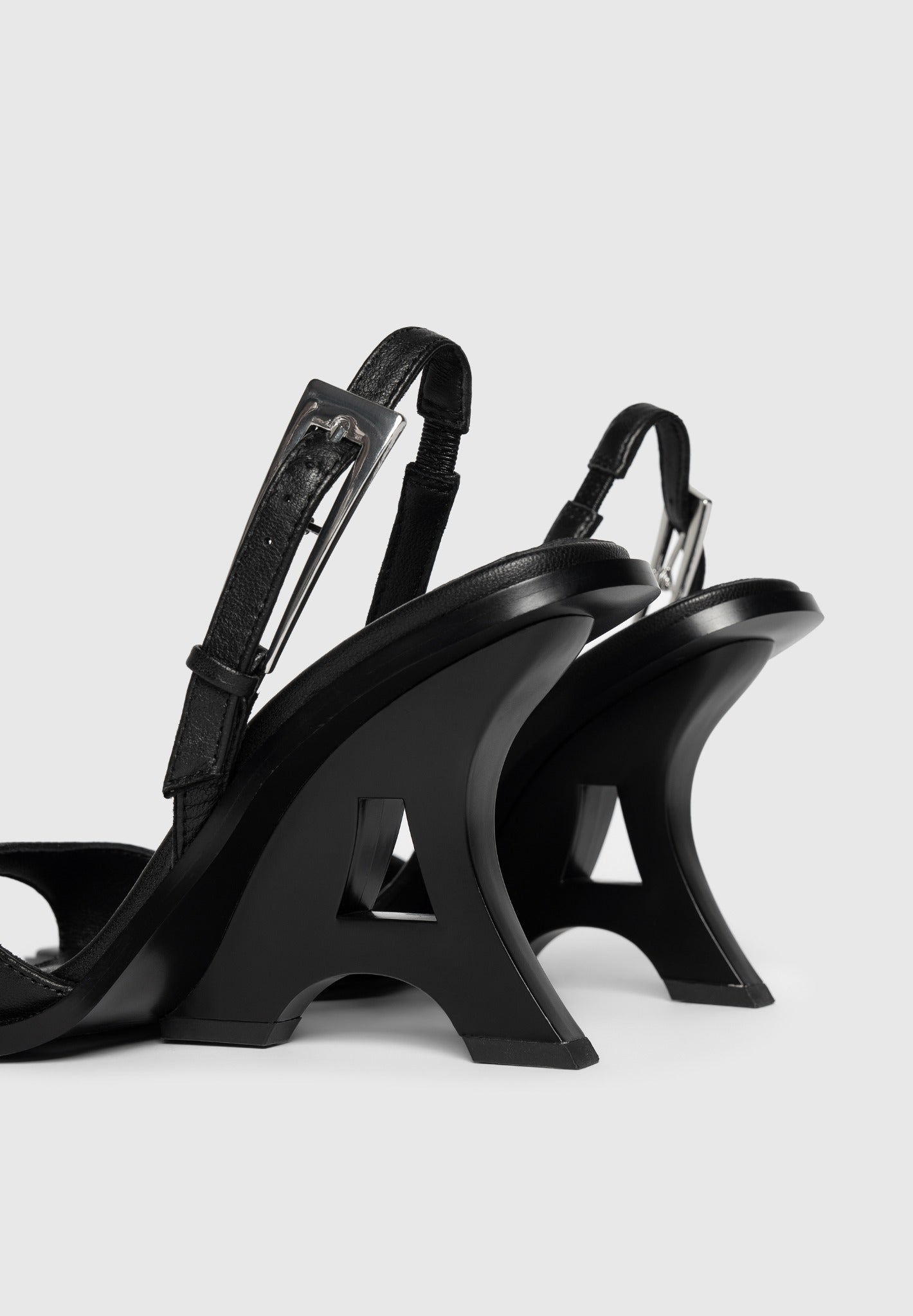 L'Eiffel - Open-Toe Slingback Heels - Black
