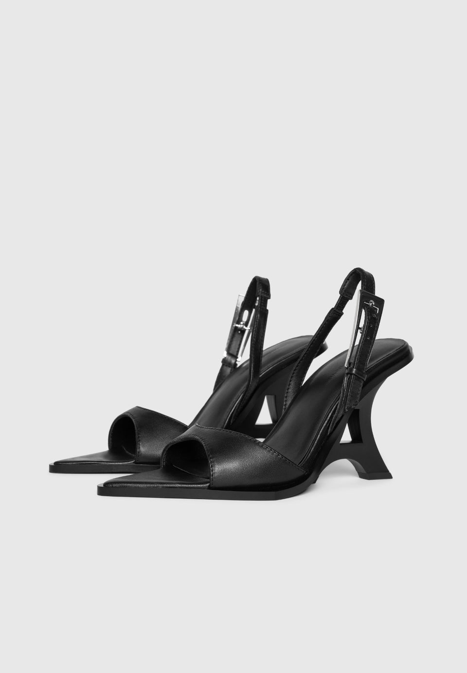 L'Eiffel - Open-Toe Slingback Heels - Black
