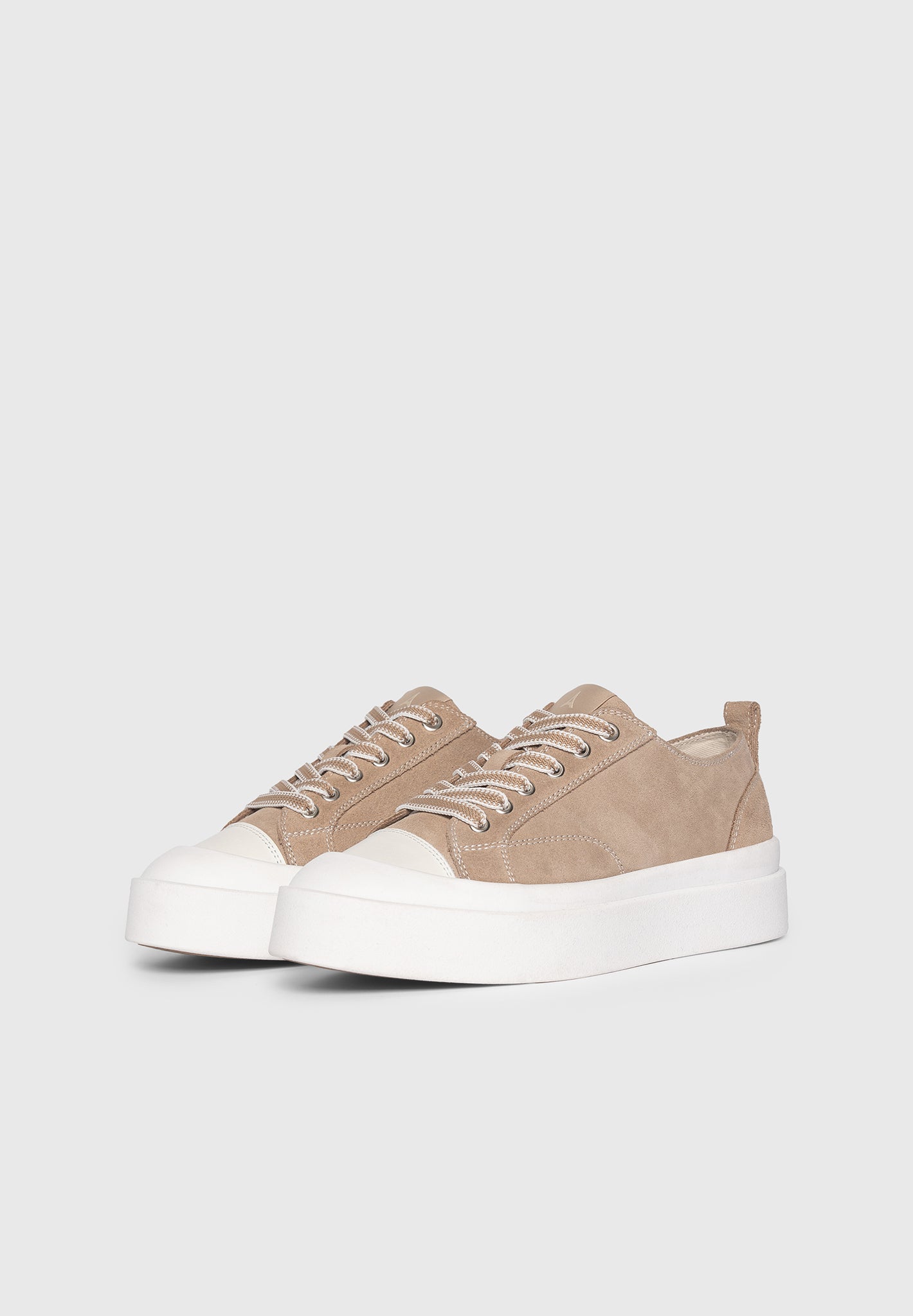 Vienna - Suede Contrast Stitch Sneaker - Beige