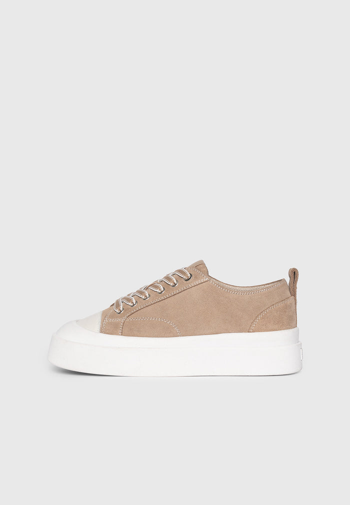 Vienna - Suede Contrast Stitch Sneaker - Beige