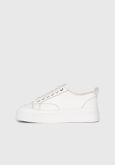 Vienna - Leather Contrast Stitch Sneaker - White