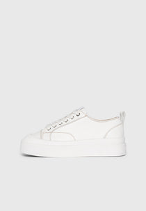 Women's Vienna - Leather Contrast Stitch Sneaker - White