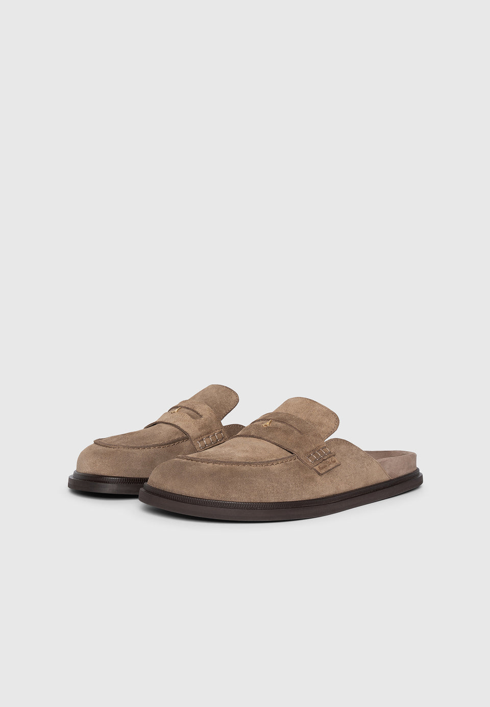 Sidney - Women's Suede Loafer Mule - Taupe