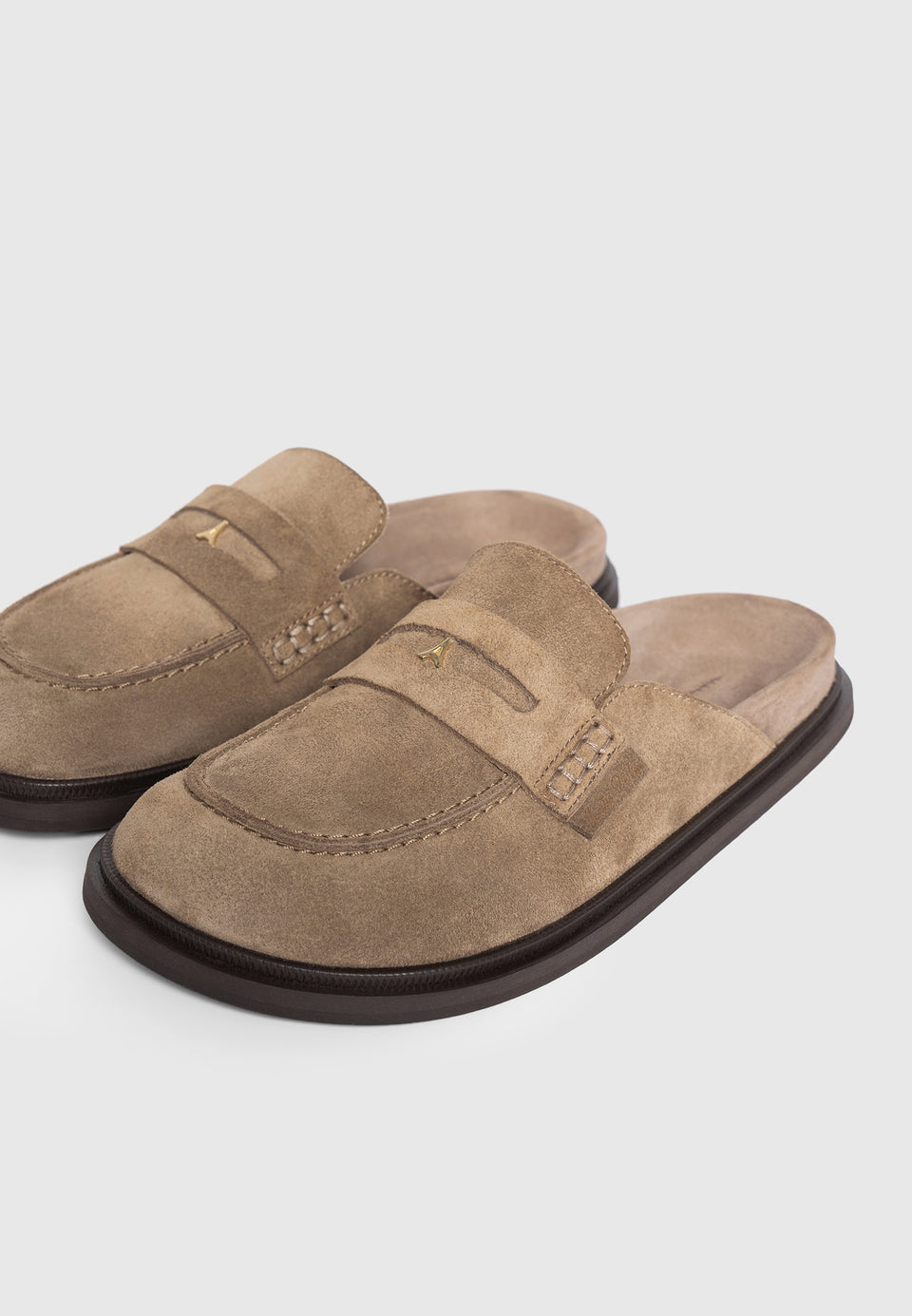 Sidney - Women's Suede Loafer Mule - Taupe