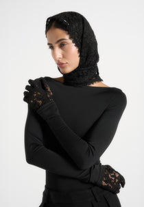 Kadia - Lace Head Scarf - Black