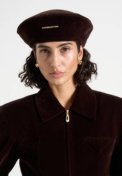 Anya - Velvet Beret - Brown