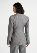 Delphine - Pinstripe Wrap Tie Blazer - Grey