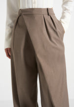 Colette - Tailored Wrap Pleat Trousers - Taupe