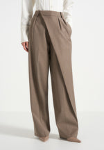 Colette - Tailored Wrap Pleat Trousers - Taupe