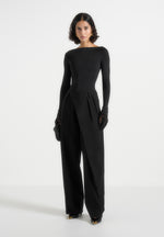 Colette - Tailored Wrap Pleat Trousers - Black