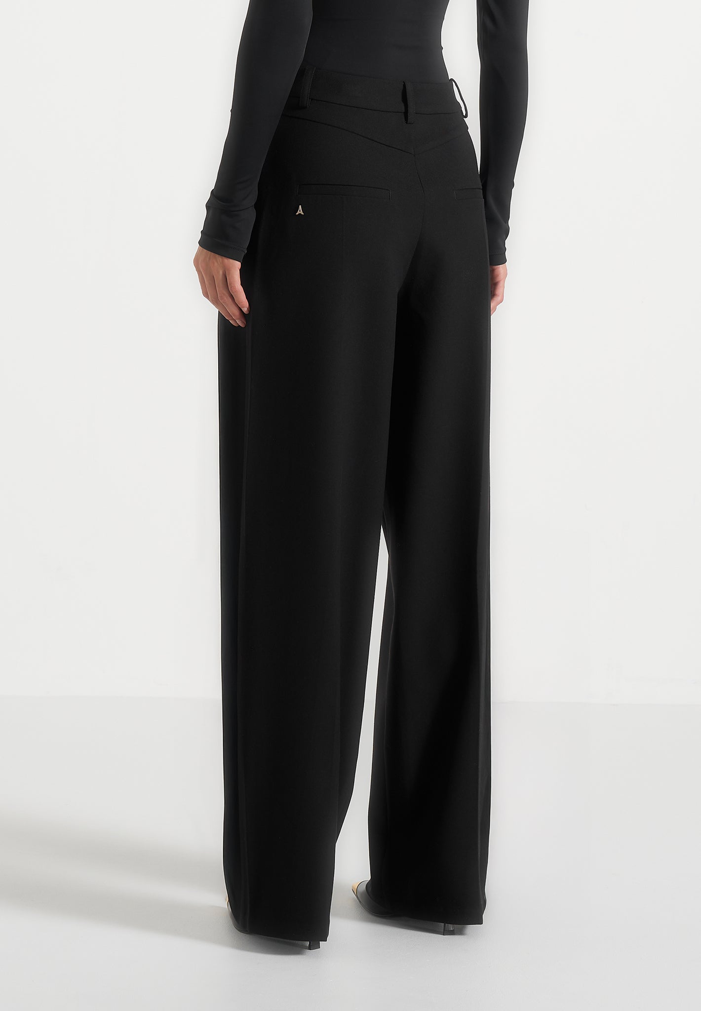 Colette - Tailored Wrap Pleat Trousers - Black