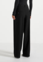 Colette - Tailored Wrap Pleat Trousers - Black