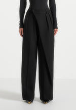 Colette - Tailored Wrap Pleat Trousers - Black