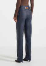 Jana - Wax Effect Denim Boyfriend Jeans - Indigo