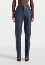 Jana - Wax Effect Denim Boyfriend Jeans - Indigo