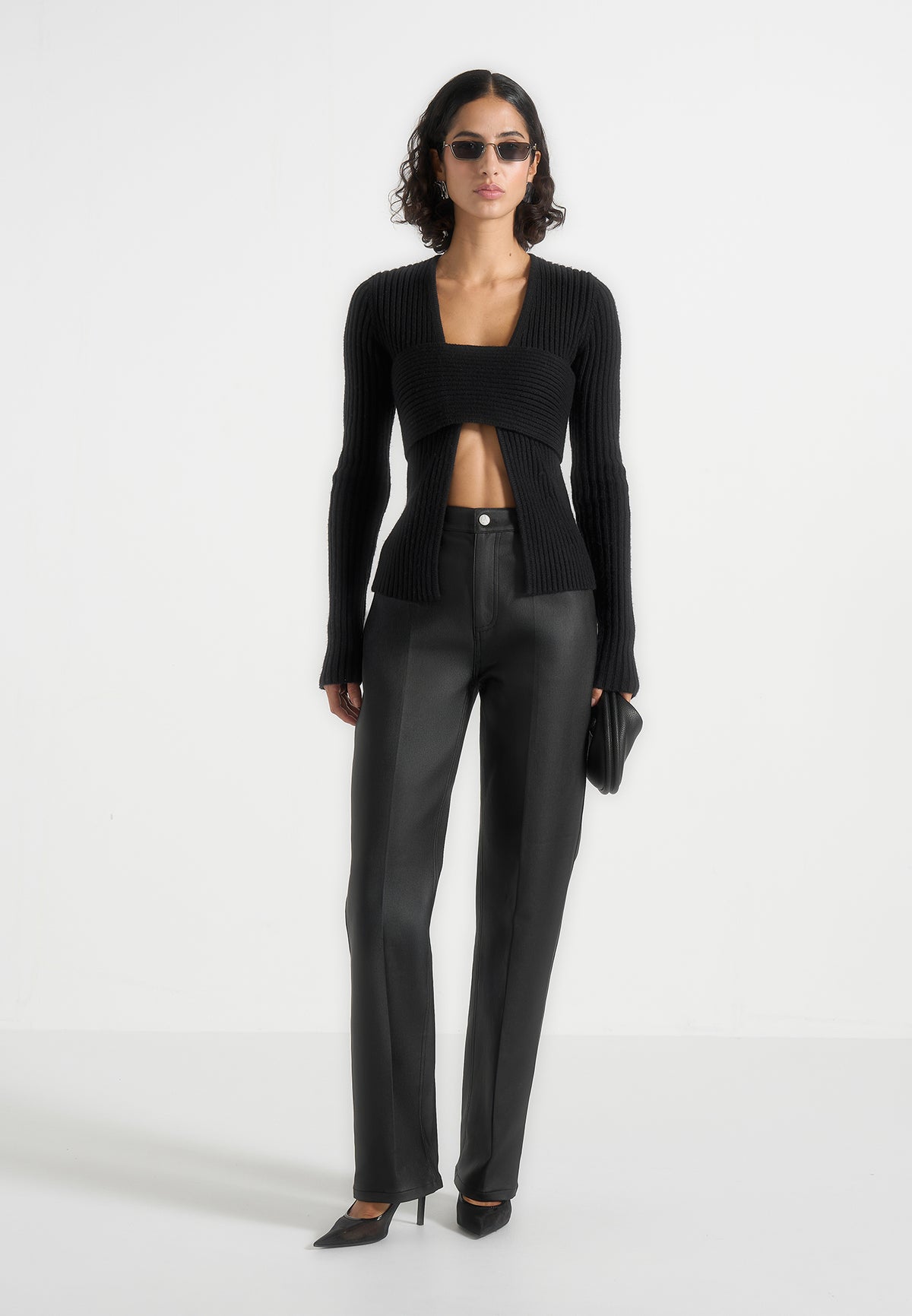 Jana - Wax Effect Denim Boyfriend Jeans - Black