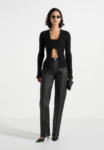 Jana - Wax Effect Denim Boyfriend Jeans - Black