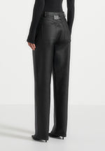 Jana - Wax Effect Denim Boyfriend Jeans - Black