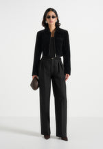 Adina - Velvet Cropped Jacket - Black