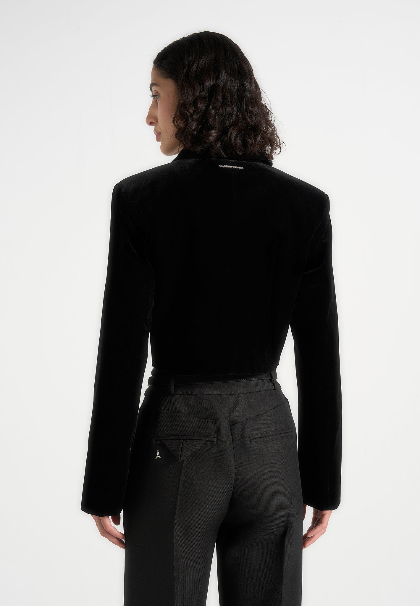 Adina - Velvet Cropped Jacket - Black