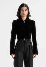 Adina - Velvet Cropped Jacket - Black